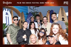 Group enjoying photo booth experiential marketing with Don Julio at Palm Tree Music Festival, Dana Point 2024, OC