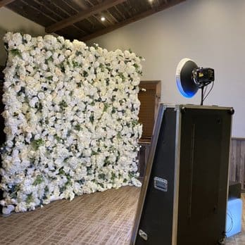 A mirror photo booth set up on the reception area